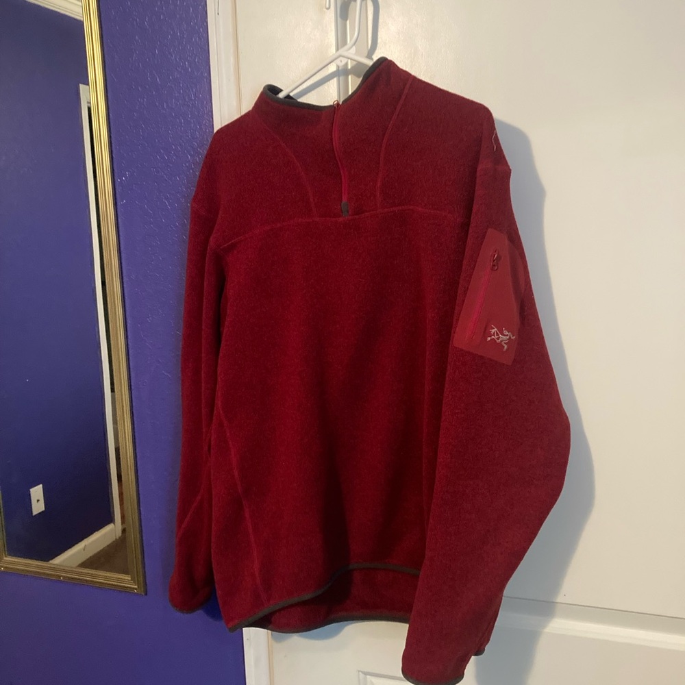 Arc'teryx Red and Gray Fleece Pullover